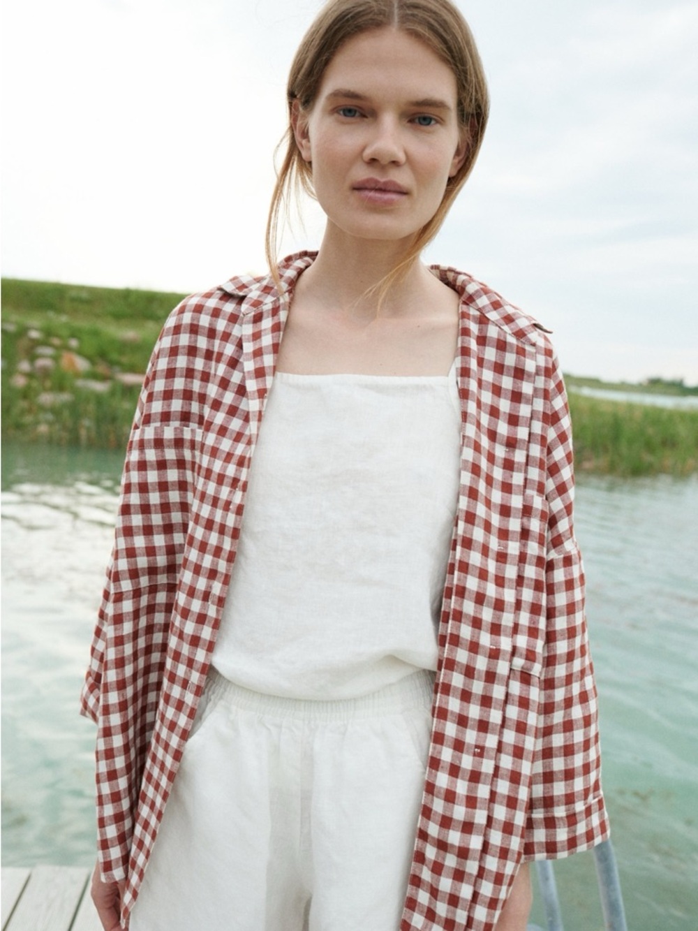Linenfox Kay Shirt in Terracotta Gingham
